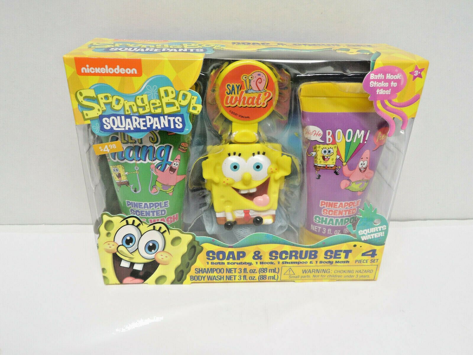 Sponge Bob Squarepants Nickelodeon Soap & Scrub Shampoo & Body Wash 4 Piece Set