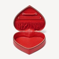Heart-shaped Travel Genuine Leather Jewelry Box Cosmetic Bag Makeup Pouch