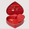 Heart-shaped Travel Genuine Leather Jewelry Box Cosmetic Bag Makeup Pouch