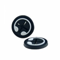 3D Round White and Black Sew on Cross Earphone hole Rubber PVC Patch