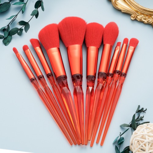 10PCS Crystal Diamond Makeup Brush Set with Premium Synthetic Bristles for Wholesale