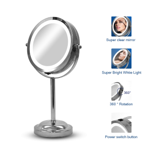 1X 5X Double Side Magnification Desktop Makeup Vanity Table Mirror With Light