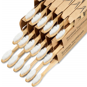 5 10 Pack Premium Best Bamboo-toothbrush Cepillos Biodegradable ECO Medium Bristles White Purple Color Hotel Bamboo Toothbrushes