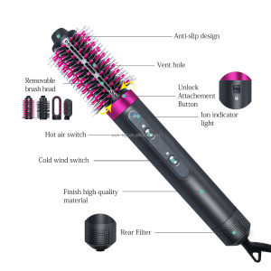 Amazon Hot Selling Multi-functional Air Wrap Hot Air Brush Private Labeling 5 In 1 Blow Dryer Comb High Power Hairdryer Blower