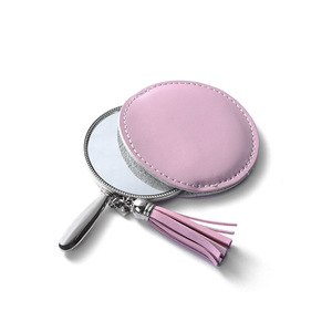 Customized Metal Cosmetic Mirror, Portable Handheld PU Cosmetic Mirror, Personalized Pocket Mirror