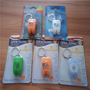 different colour tooth Shape 20 meters Dental Floss With A Keychain