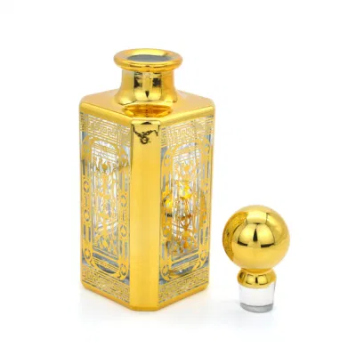 Display Bottle Empty Square Glass Perfume Bottle 250ml Golden Glass Bottle with UV Engraving Printing