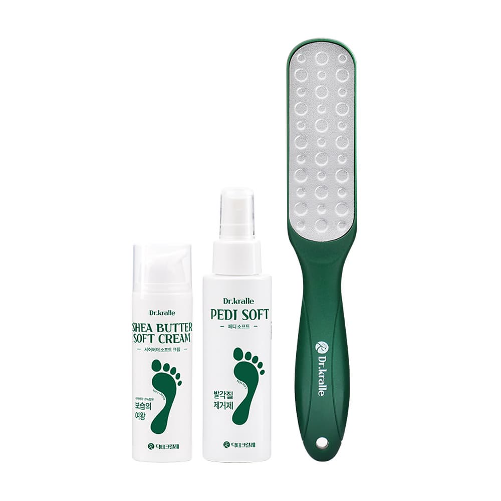 Dr. Kralle 3-Piece Foot Exfoliator Kit, foot care, foot scrub, exfoliate, home care, easy care