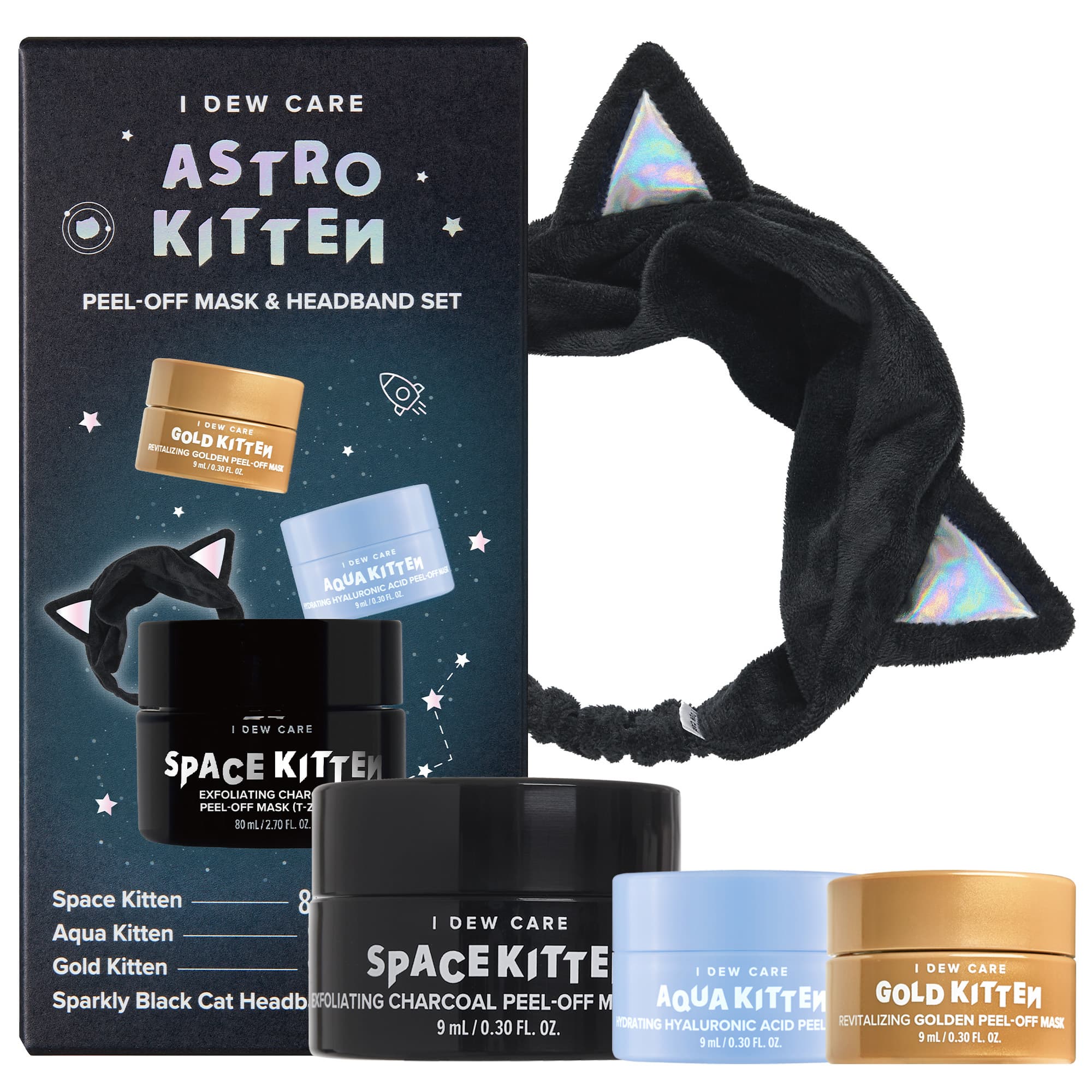 I DEW CARE Peel-off Masks and Headband Set - Astro Kitten Set