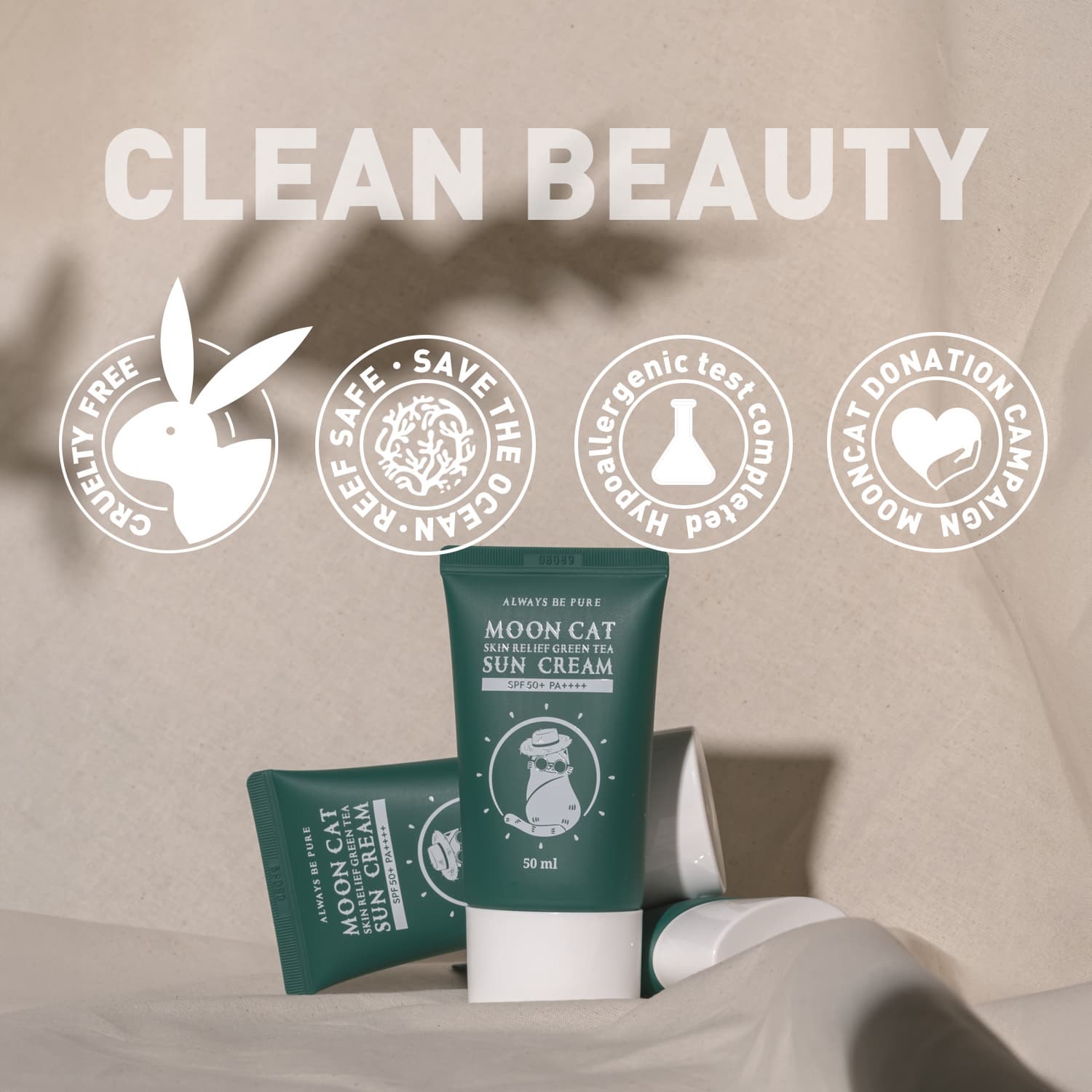 Mooncat Skin Relief Green Tea Sun Cream SPF 50+ PA++++ 50ml