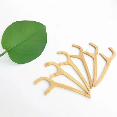 OEM Biodegradable Eco Friendly Bamboo Flosser Bamboo Dental Floss Pick