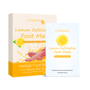 Private Label Foot Scrub Skin Care Callus Exfoliating Foot Peeling Mask Sheet Lemon Exfoliation Foot Mask