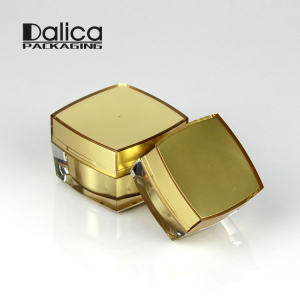 Square Oem Containers Cosmetic Packaging Plastic Cream Jar with Gold cap