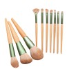 10 Piece Makeup Brush Set with Bag Flat Brush Face Tool Wooden Handle Synthetic Hair Makeup Brush Set