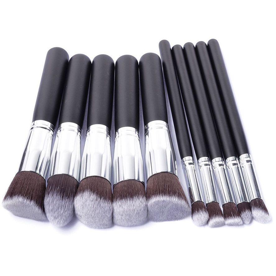 10pcs Makeup Brushes Set Tools Powder Foundation Eyeshadow Make Up Brushes Cosmetics Soft Synthetic Hair and Sponge