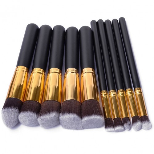 10pcs Makeup Brushes Set Tools Powder Foundation Eyeshadow Make Up Brushes Cosmetics Soft Synthetic Hair and Sponge