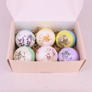 6 packs Moisturizing Exfoliating Explosive Bath Salt Ball Bath Fizzies with Dried Flower