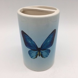 Custom butterfly cheap ceramic bathroom set soap dish lotion dispenser bath sets