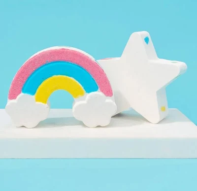 Custom Gift Set Cartoon Rainbow Star Moon Shape Handmade Fizzzy Bubble Organic Bath Bombs Private Label Cloud Bath Bomb