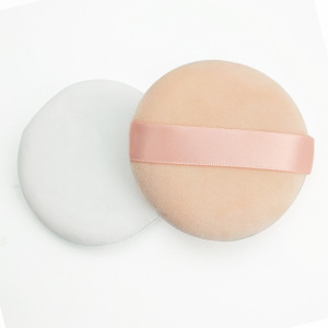 Custom Size 50/55/60/65/75/80mm Make Up Cosmetic Compact Pressed Shimmer Powder Puffs Pink Flocking puff