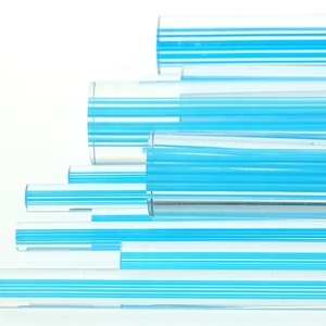 Customized High End Crystal Blue Acrylic Cosmetic Brushes Vegan Fiber