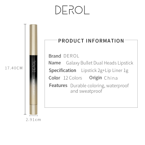 DEROL custom logo luxury velvet lip stick and lip liner pencil oem matte waterproof matte 2 in 1 lipstick private label