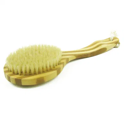 Eco-Friendly Natural Double Side Oval Head with Massager DOT Wood Body Bath Brush Skin Scrub Exfoliating Scrubber Bath Brush