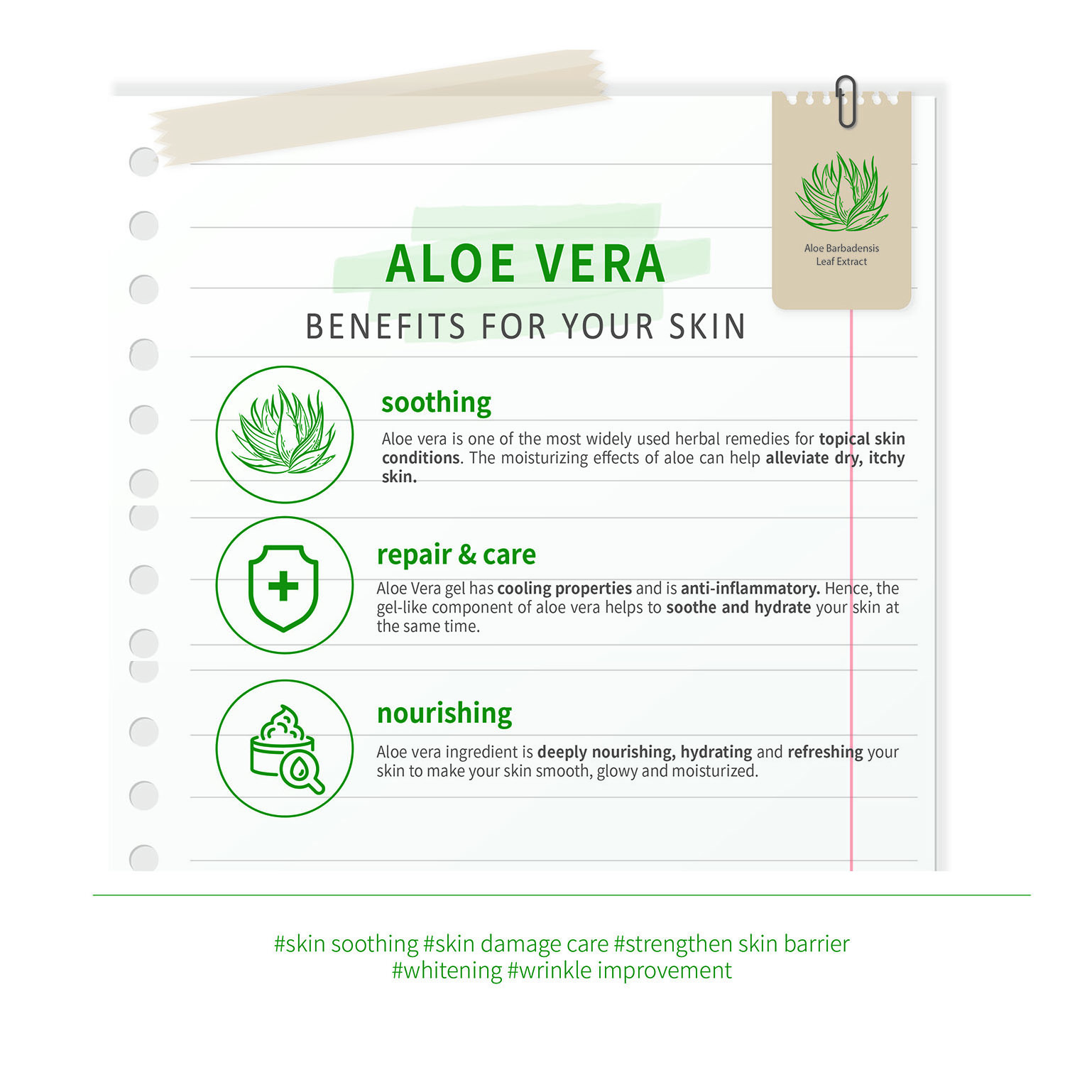 Face Sheet Mask (Aloe Vera) for Moisturizing, Soothing, Brightening 
