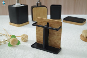 Fashion washroom accessories eco-friendly and natural polyresin bathroom set bath set