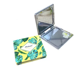 Folding pocket mirror PU leather metal compact mirror with custom design