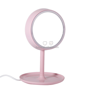 High Quality USB Charged 2 in 1 LED Light Makeup Mirror Table Lamp Vanity Mirror Intelligent Desk Stand Make up Mirror