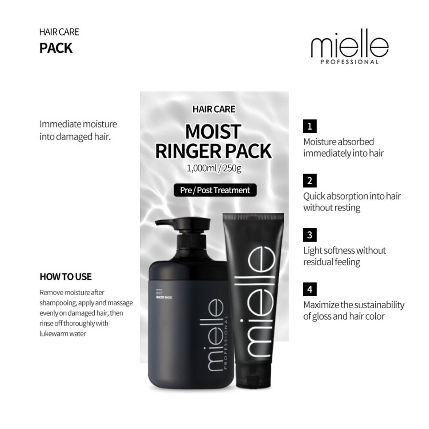 Korean Hair Care Smooth and Quick Moist Ringer Pack for Pre and Post Treatment