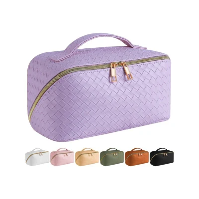 Large Capacity Travel Cosmetic Bag PU Leather Waterproof Makeup Bag Women Portable