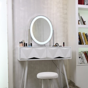 Oval 3 light color dimmable Shape Desktop Crystal with Light LED makeup mirror