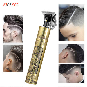 Portable Retro Carving T9 Hair Clipper Cordless Haircut Set with 4 guide combs Dragon Phoenix Buddha head Outliner Hair Trimmer