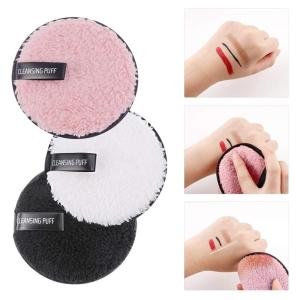 Reusable Round Facial Cleaning Microfiber Makeup Remover Puff