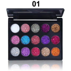 Wholesale OEM glitter 15 color eyeshadow palette for eye beauty