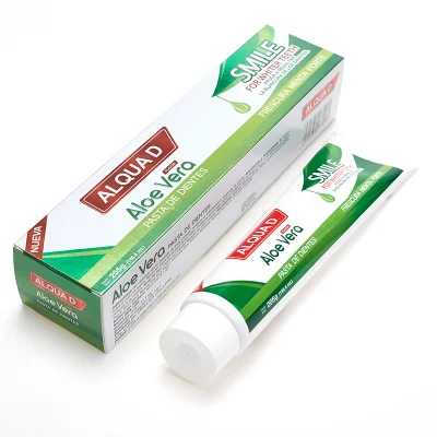 Wholesale OEM Logo Fluoride Free Teeth Whitening Home Aloe Vera Herbal Toothpaste Pasta Dental