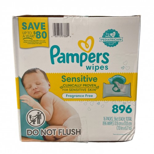 Pampers Sensitive 84-Count Unscented Baby Wipes - 7/Case