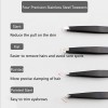 4PCS Tweezers Set Stainless Steel Tweezers Best Tweezers for Facial & Ingrown Hairs Splinter & Hair (Black)