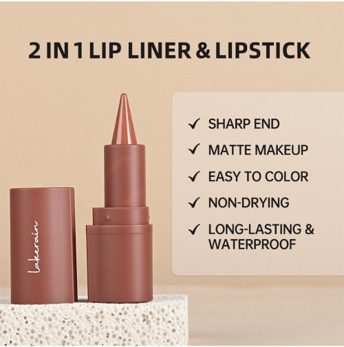 Wholesale Lakerain Durable Waterproof Easy to Color Non Drying Lip Line 2-in-1 Pointed Velvet Matte Lipstick
