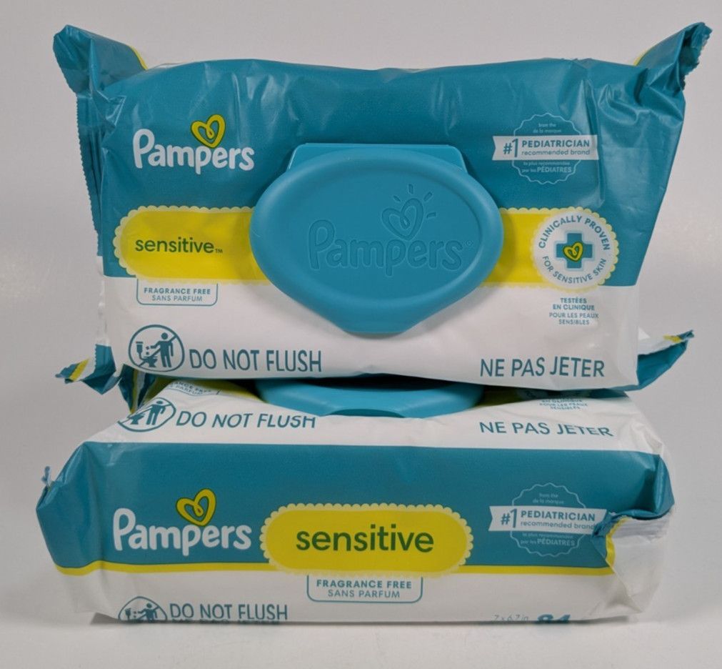 Pampers Sensitive 84-Count Unscented Baby Wipes - 7/Case