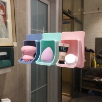 Stick-On Wall Mount Makeup Blender Display Rack Beauty Sponge Holder