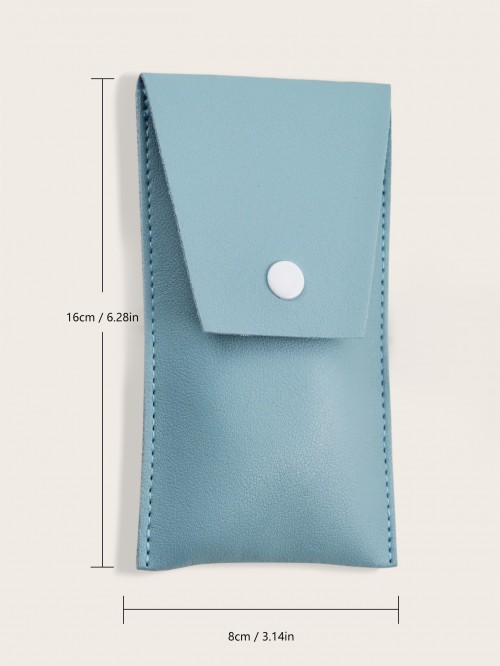 Travel Makeup Brush Case – PU Leather Cosmetic Brush Organizer Sleeve with Button Closure for Beauty Tools