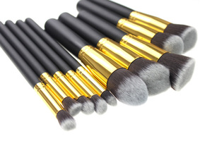 10 Platinum Black Gold Cord Bag Make-up Brush Set Beauty Spot Wholesale Makeup Tools Manufacturer