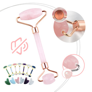 2019 New Product Acrylic Handle Rose Quartz Guasha And Jade Facial Roller Massage