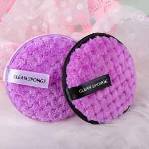 9cm Private Label Polyester Microfibre Face Collage Washable Reusable Makeup Remover Pad With Mesh Bag