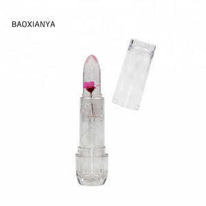 Chinese makeup brands make your own temperature change private label transparent lip stick clear jelly lipstick with flower