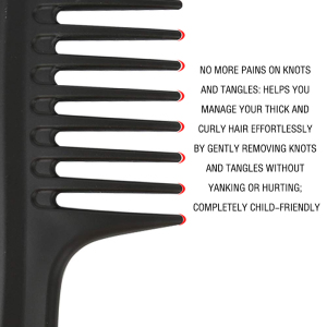 custom logo large tooth comb detangle comb plastic curly hair comb