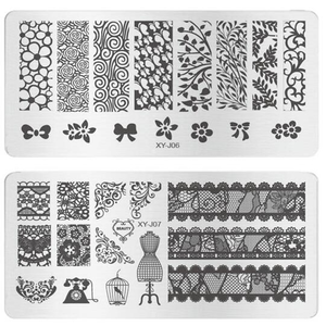 Custom XY-J series 6*12cm nail art stamping plates rectangle nail art stamp plate